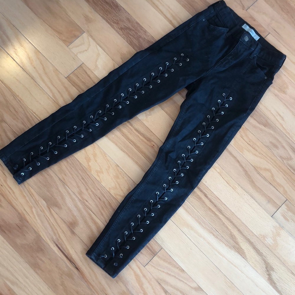 Topshop lace up the front high rise Jamie jeans